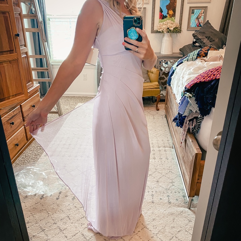 Lilac purple one shoulder formal gown